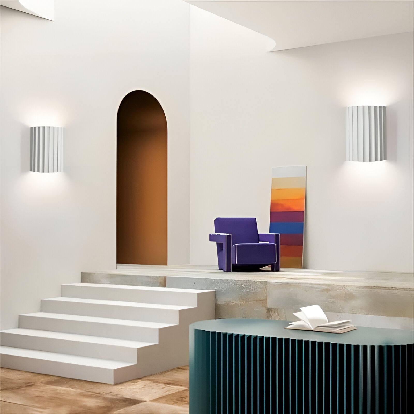 Wandlamp Minimalistisch met Geribbeld Reliëfpatroon en Omhoog-Omlaag Lichteffect