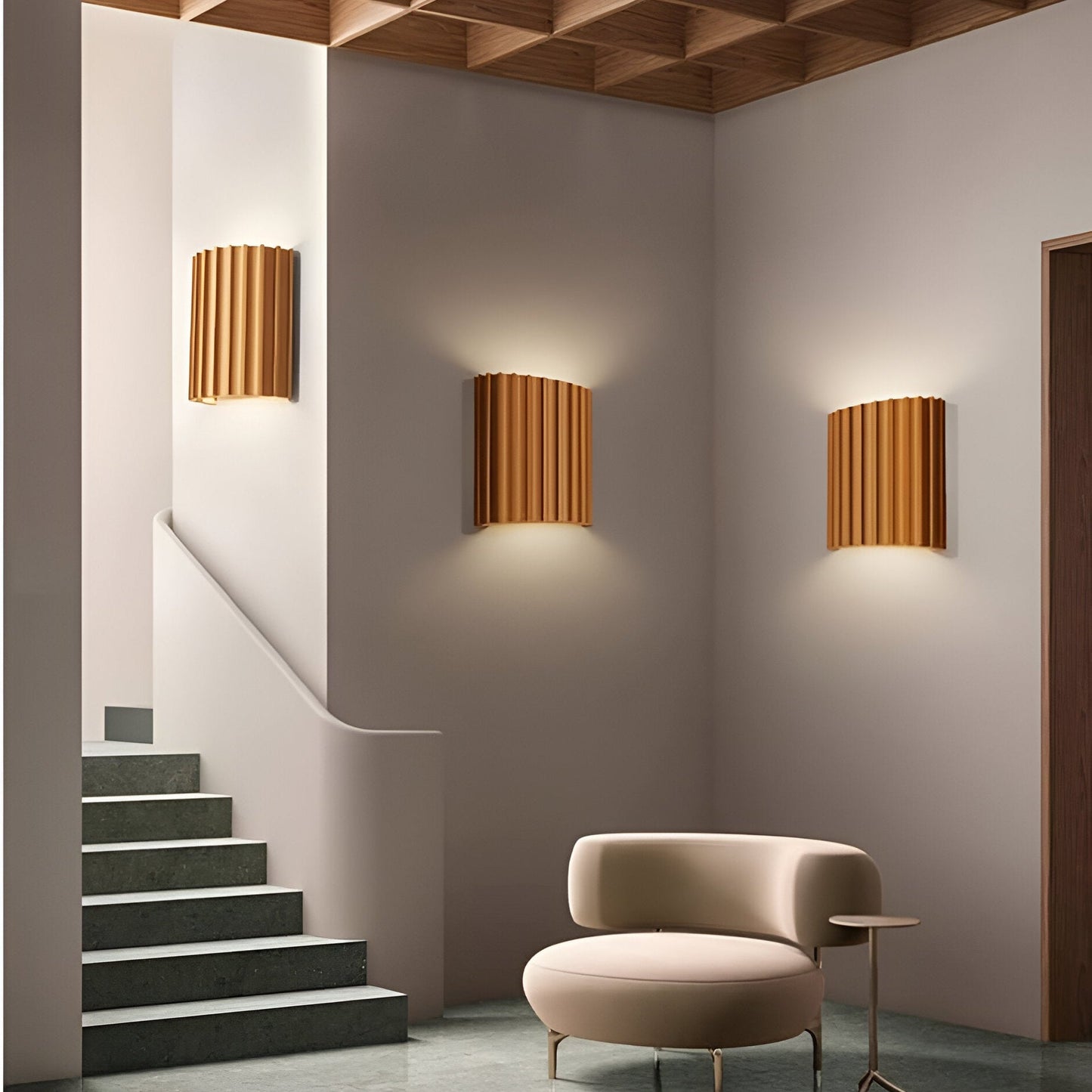 Wandlamp Minimalistisch met Geribbeld Reliëfpatroon en Omhoog-Omlaag Lichteffect