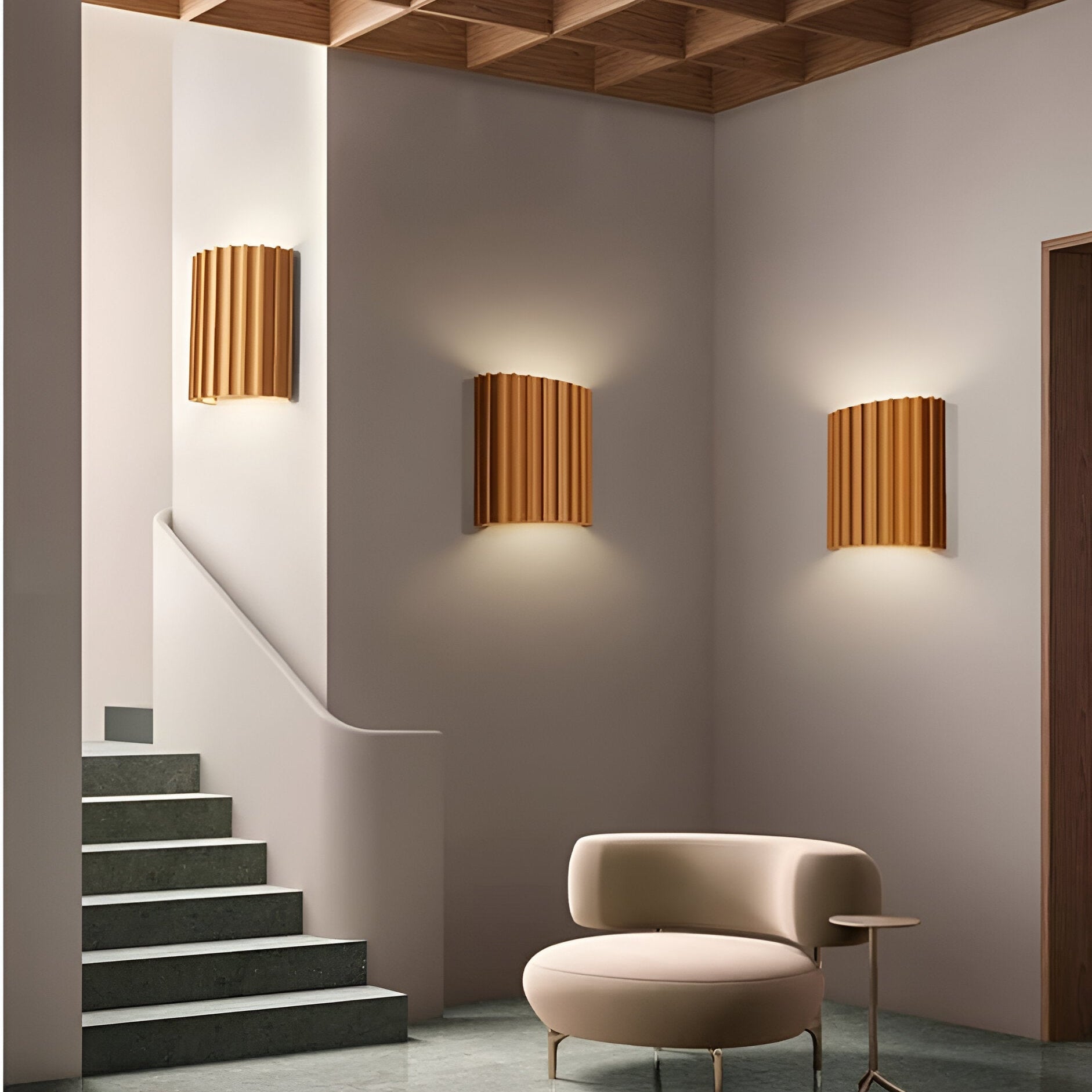 Wandlamp Minimalistisch met Geribbeld Reliëfpatroon en Omhoog-Omlaag Lichteffect