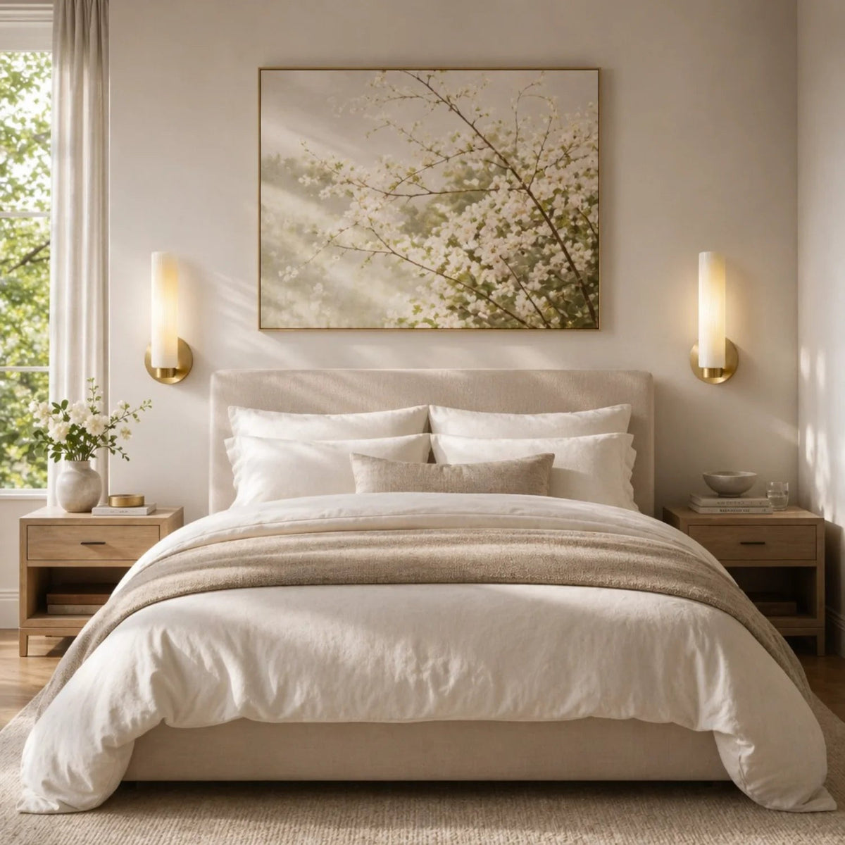 Wandlamp Minimalistisch met Geribbelde Glazen Cilinderkap en Vaste Bevestiging