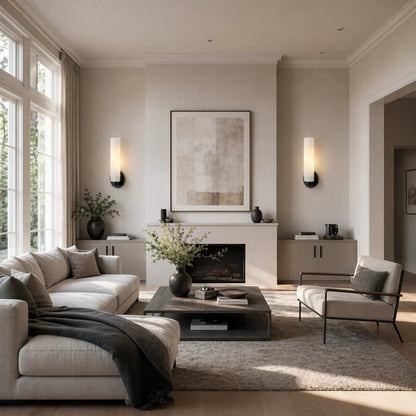 Wandlamp Minimalistisch met Geribbelde Glazen Cilinderkap en Vaste Bevestiging