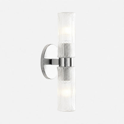 Wandlamp Minimalistisch met Geribbelde Glazen Cilinderkap en Vaste Bevestiging