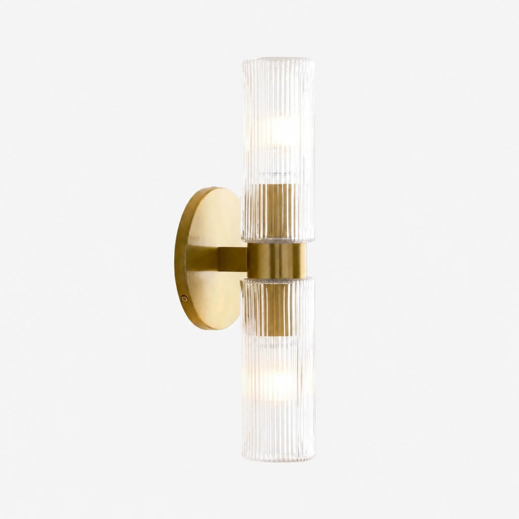 Wandlamp Minimalistisch met Geribbelde Glazen Cilinderkap en Vaste Bevestiging