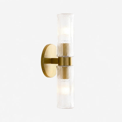 Wandlamp Minimalistisch met Geribbelde Glazen Cilinderkap en Vaste Bevestiging