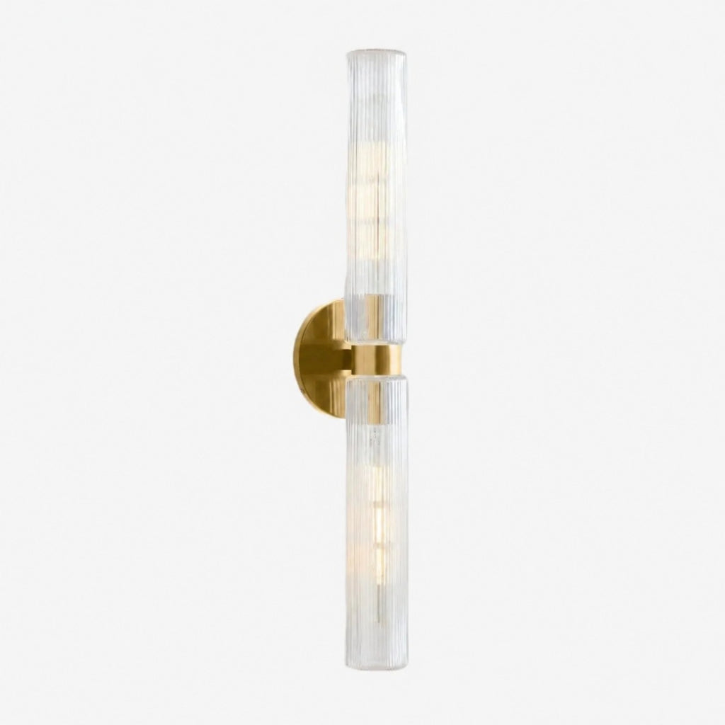 Wandlamp Minimalistisch met Geribbelde Glazen Cilinderkap en Vaste Bevestiging