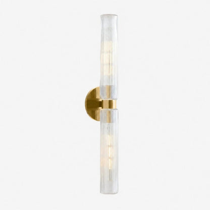 Wandlamp Minimalistisch met Geribbelde Glazen Cilinderkap en Vaste Bevestiging