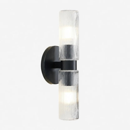 Wandlamp Minimalistisch met Geribbelde Glazen Cilinderkap en Vaste Bevestiging
