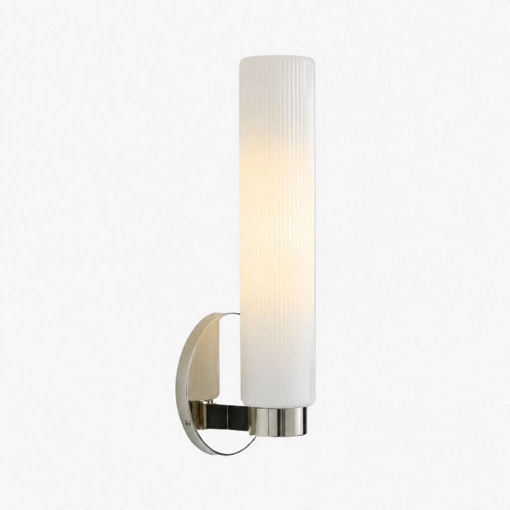 Wandlamp Minimalistisch met Geribbelde Glazen Cilinderkap en Vaste Bevestiging
