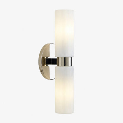 Wandlamp Minimalistisch met Geribbelde Glazen Cilinderkap en Vaste Bevestiging