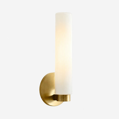 Wandlamp Minimalistisch met Geribbelde Glazen Cilinderkap en Vaste Bevestiging