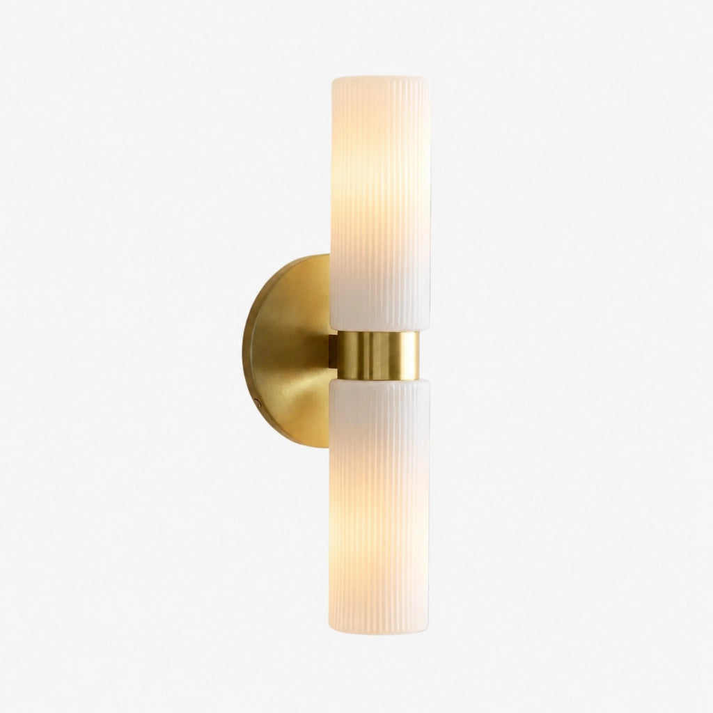Wandlamp Minimalistisch met Geribbelde Glazen Cilinderkap en Vaste Bevestiging