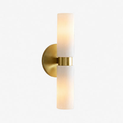 Wandlamp Minimalistisch met Geribbelde Glazen Cilinderkap en Vaste Bevestiging