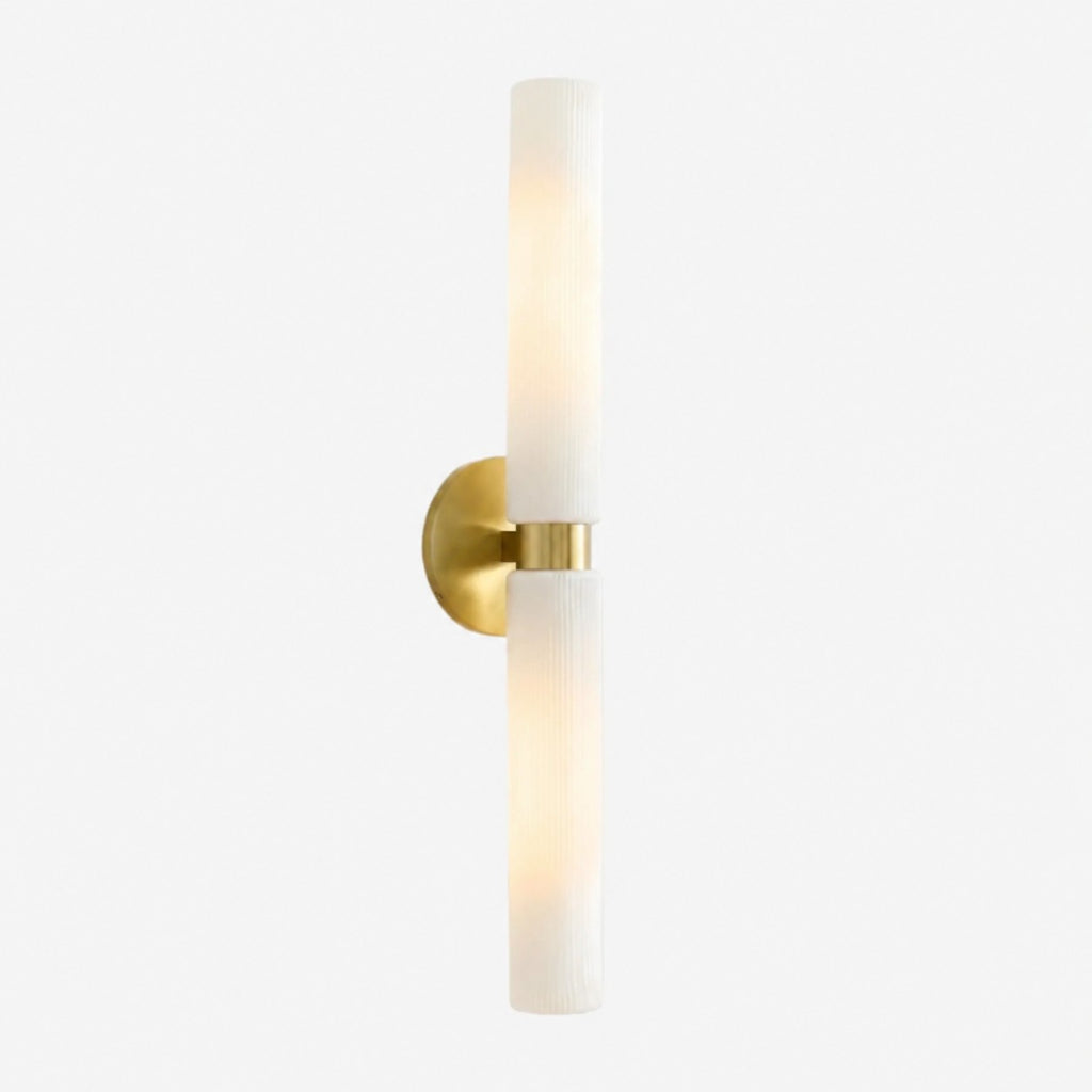 Wandlamp Minimalistisch met Geribbelde Glazen Cilinderkap en Vaste Bevestiging