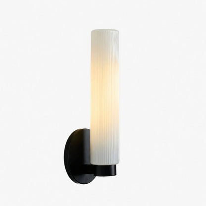 Wandlamp Minimalistisch met Geribbelde Glazen Cilinderkap en Vaste Bevestiging
