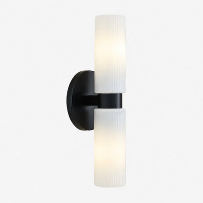 Wandlamp Minimalistisch met Geribbelde Glazen Cilinderkap en Vaste Bevestiging