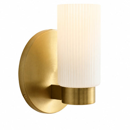 Wandlamp Minimalistisch met Geribbelde Glazen Cilinderkap en Vaste Bevestiging