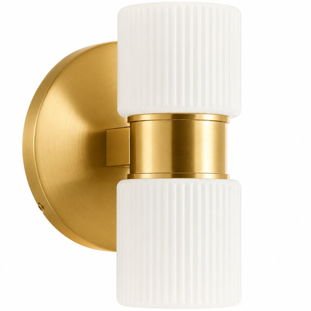 Wandlamp Minimalistisch met Geribbelde Glazen Cilinderkap en Vaste Bevestiging