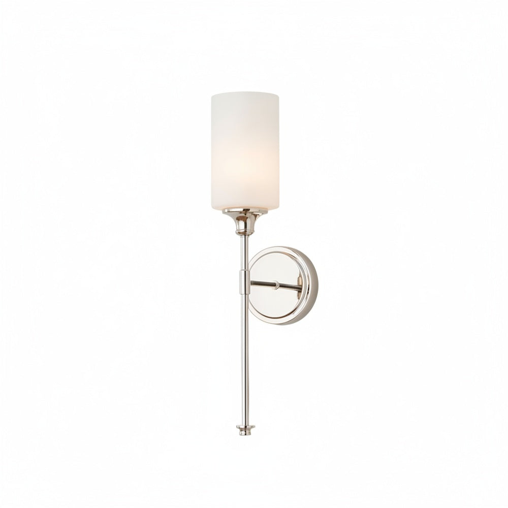 Wandlamp Minimalistisch met Glazen Cilinderkap en Ronde Wandsteun