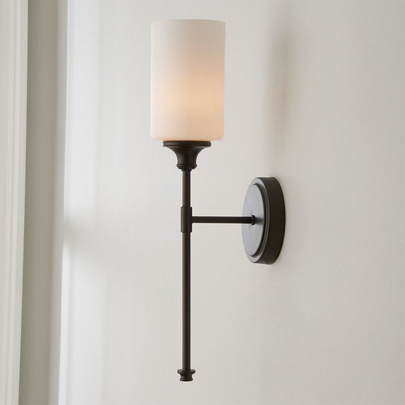 Wandlamp Minimalistisch met Glazen Cilinderkap en Ronde Wandsteun