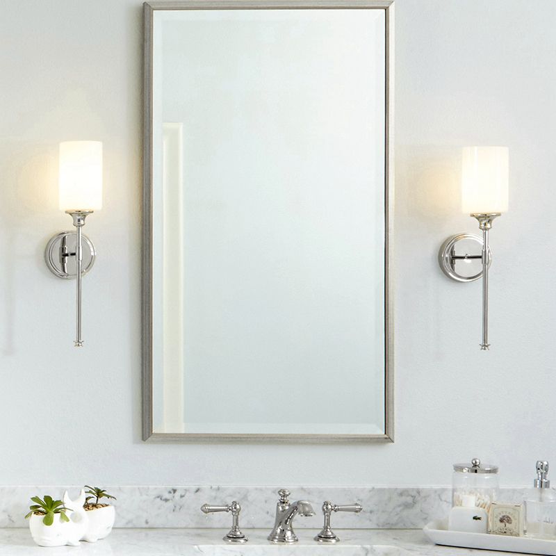 Wandlamp Minimalistisch met Glazen Cilinderkap en Ronde Wandsteun