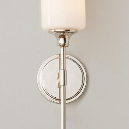 Wandlamp Minimalistisch met Glazen Cilinderkap en Ronde Wandsteun