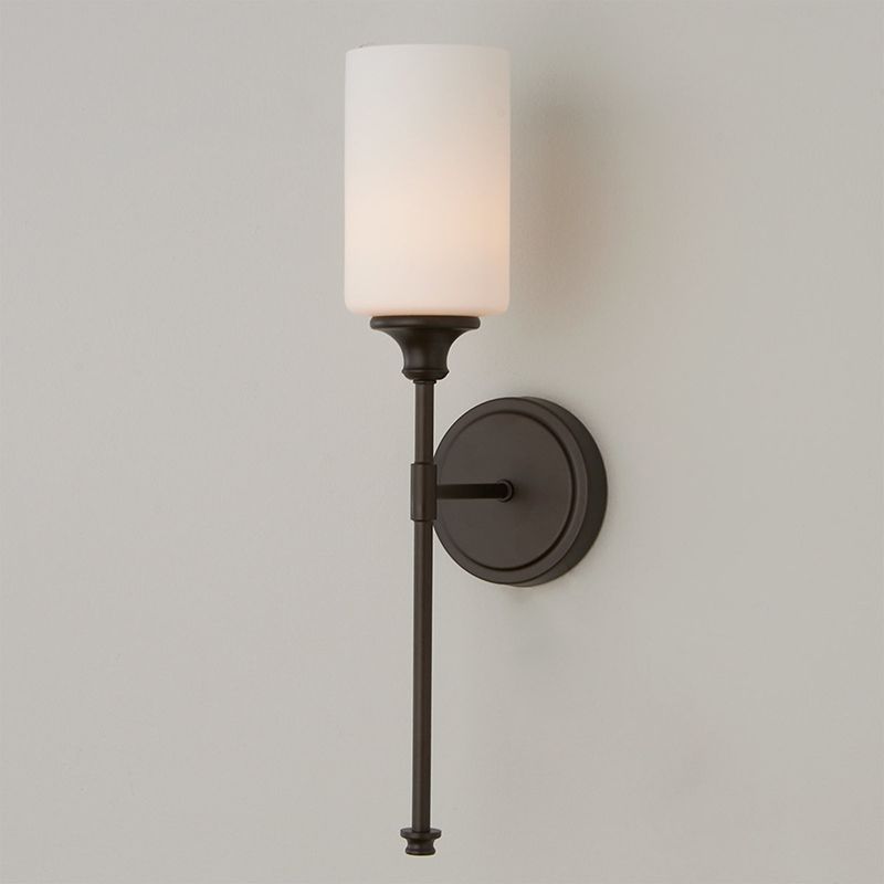 Wandlamp Minimalistisch met Glazen Cilinderkap en Ronde Wandsteun