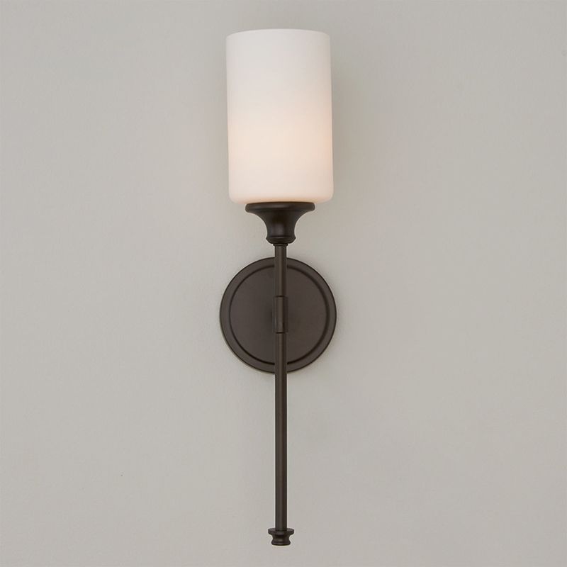 Wandlamp Minimalistisch met Glazen Cilinderkap en Ronde Wandsteun