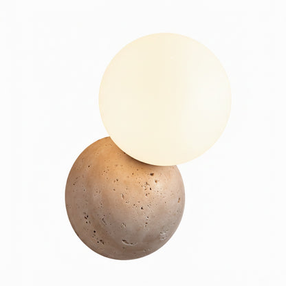 Wandlamp Minimalistisch met Natuurstenen Voet en Glazen Bol