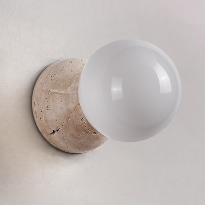 Wandlamp Minimalistisch met Natuurstenen Voet en Glazen Bol