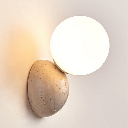 Wandlamp Minimalistisch met Natuurstenen Voet en Glazen Bol