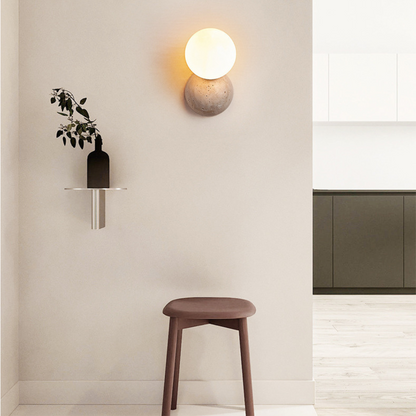 Wandlamp Minimalistisch met Natuurstenen Voet en Glazen Bol