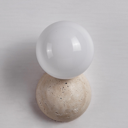 Wandlamp Minimalistisch met Natuurstenen Voet en Glazen Bol