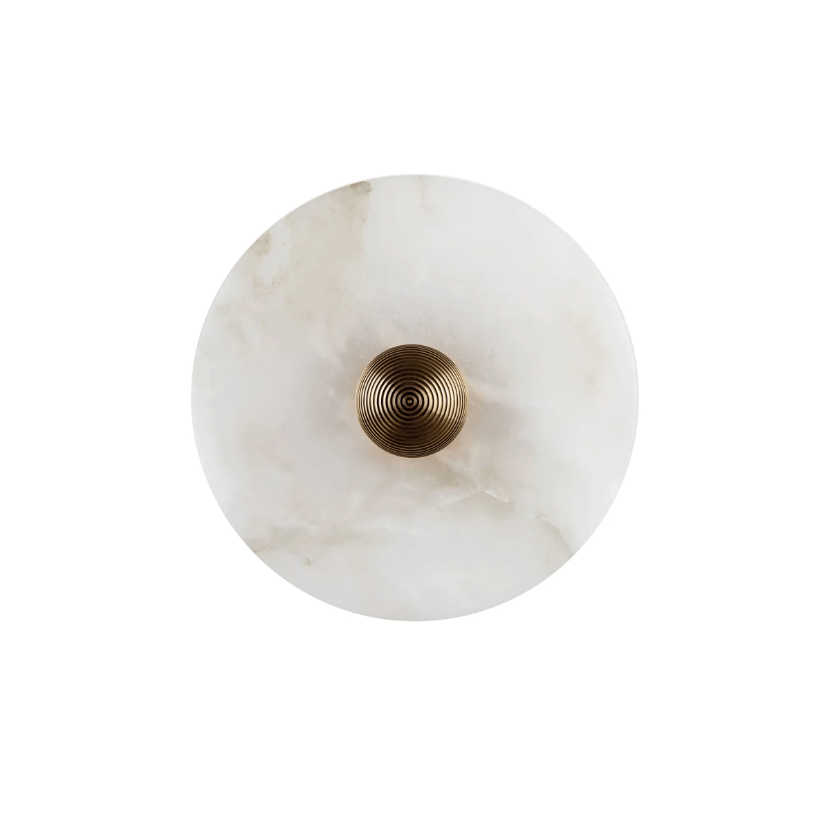Wandlamp Minimalistisch met Ronde Albast Schijf en Bronzen Fitting