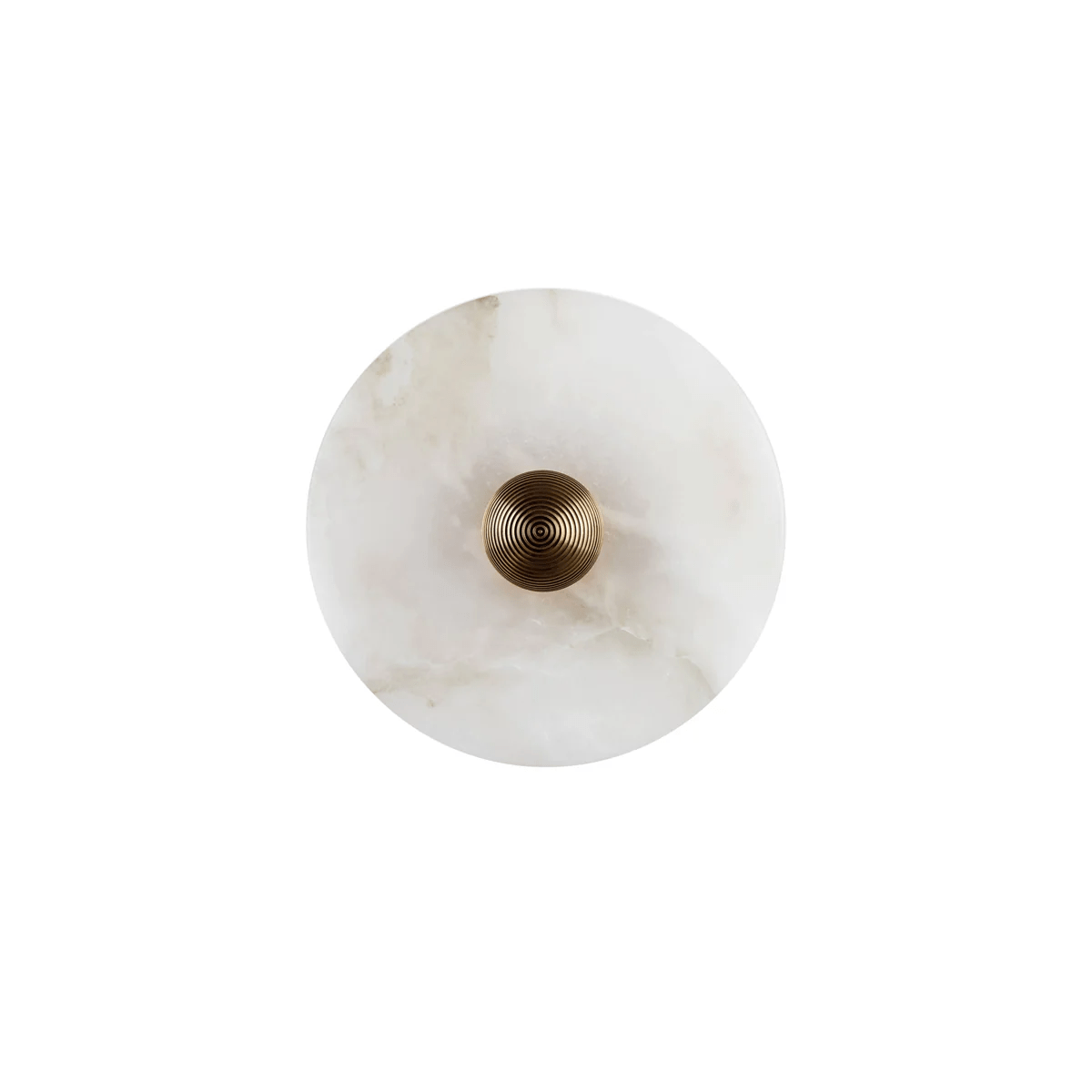 Wandlamp Minimalistisch met Ronde Albast Schijf en Bronzen Fitting