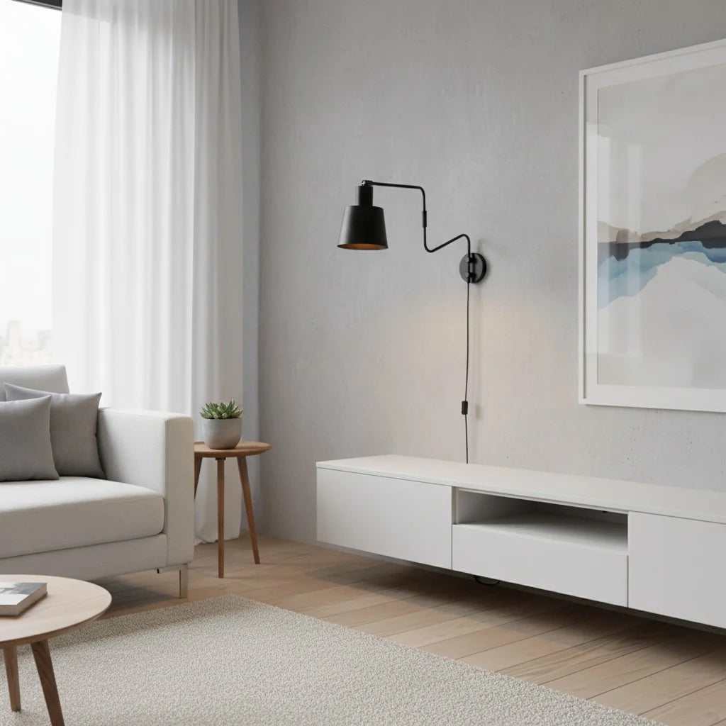 Wandlamp Minimalistisch met Verstelbare Zwenkarm en Taps Toelopende Kap