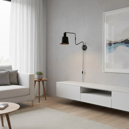 Wandlamp Minimalistisch met Verstelbare Zwenkarm en Taps Toelopende Kap