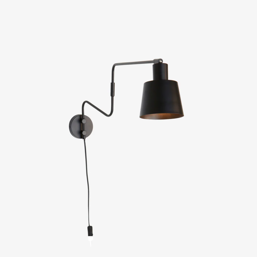 Wandlamp Minimalistisch met Verstelbare Zwenkarm en Taps Toelopende Kap