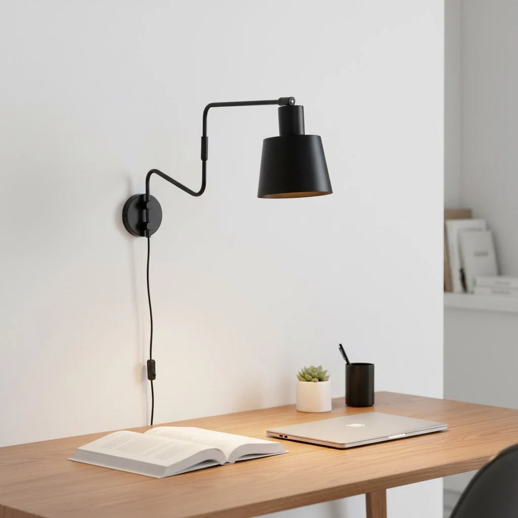 Wandlamp Minimalistisch met Verstelbare Zwenkarm en Taps Toelopende Kap