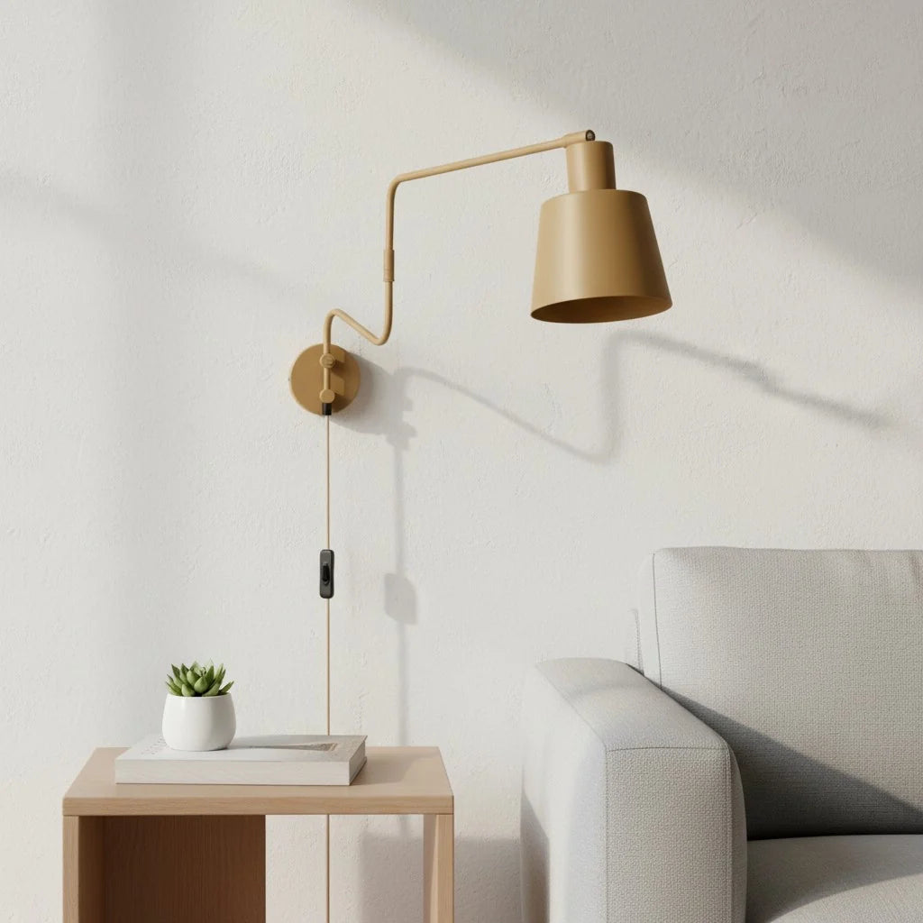 Wandlamp Minimalistisch met Verstelbare Zwenkarm en Taps Toelopende Kap