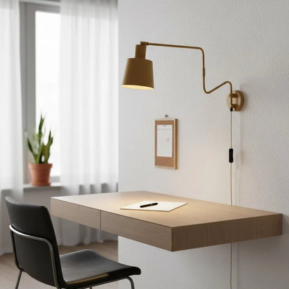 Wandlamp Minimalistisch met Verstelbare Zwenkarm en Taps Toelopende Kap