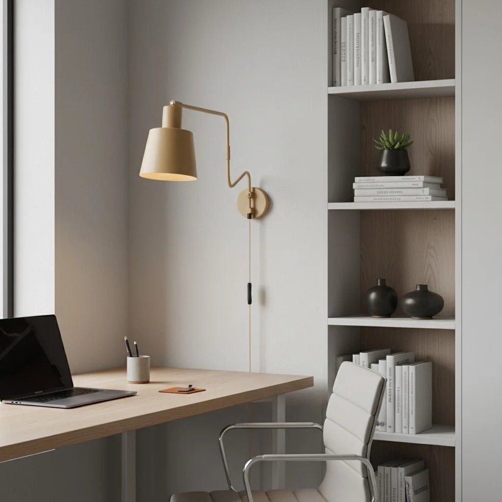 Wandlamp Minimalistisch met Verstelbare Zwenkarm en Taps Toelopende Kap