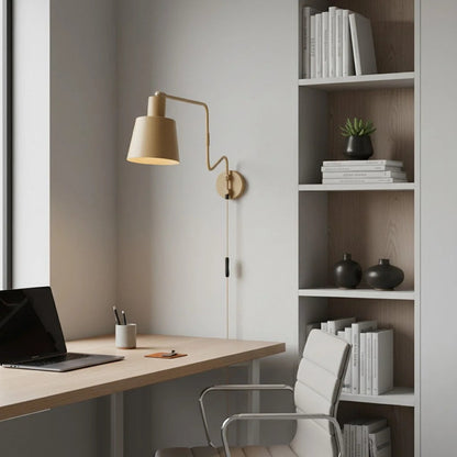 Wandlamp Minimalistisch met Verstelbare Zwenkarm en Taps Toelopende Kap