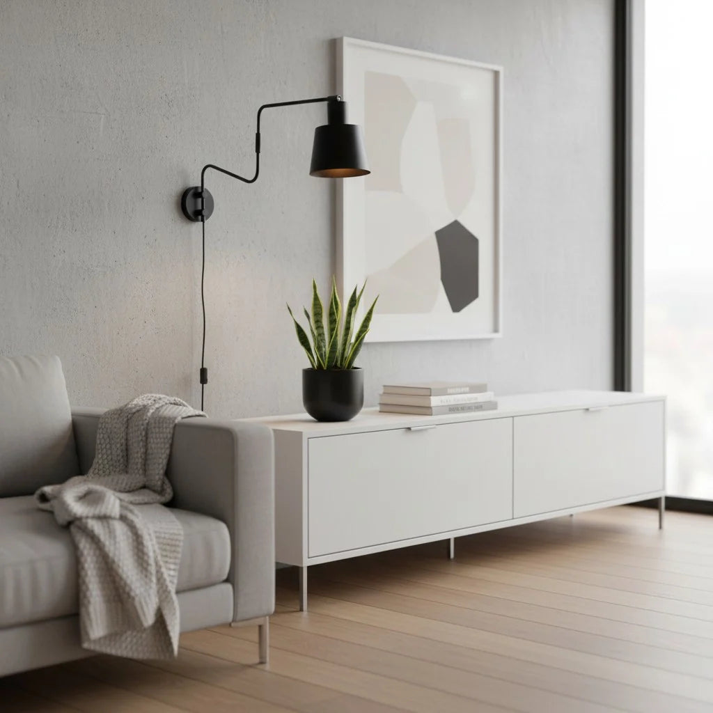 Wandlamp Minimalistisch met Verstelbare Zwenkarm en Taps Toelopende Kap