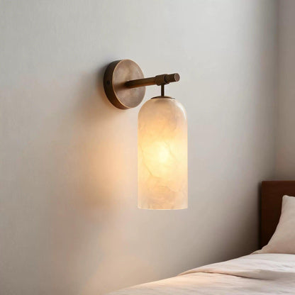 Wandlamp Modern met Alabasten Kap en Metalen Arm