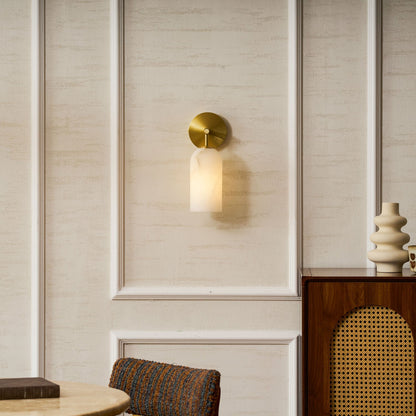 Wandlamp Modern met Alabasten Kap en Metalen Arm
