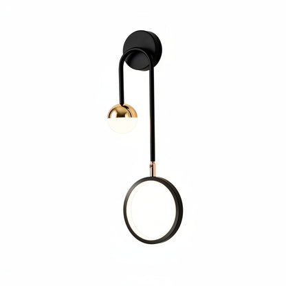 Wandlamp Modern met Bolvormige Spot en Verlichte Cirkelring