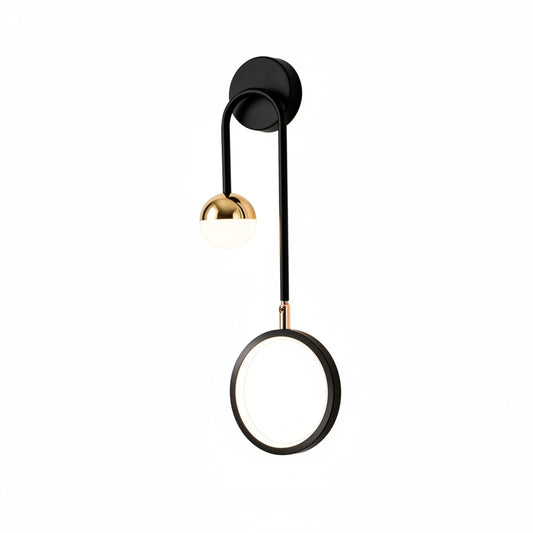 Wandlamp Modern met Bolvormige Spot en Verlichte Cirkelring