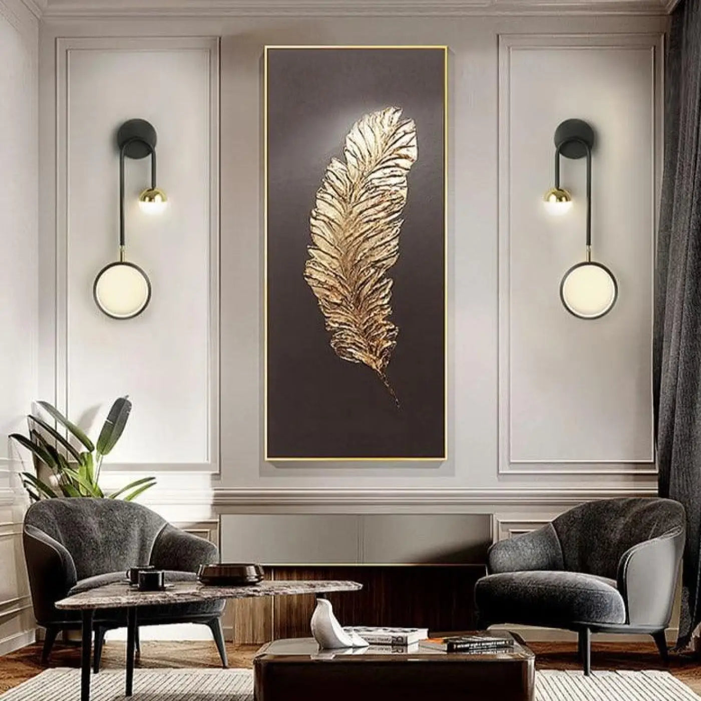 Wandlamp Modern met Bolvormige Spot en Verlichte Cirkelring