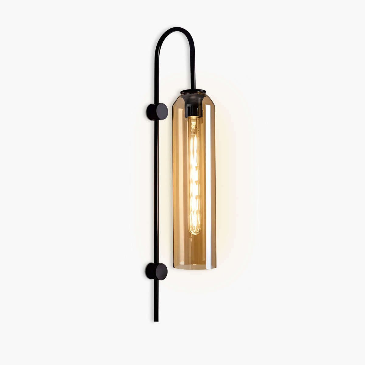 Wandlamp Modern met Cilindervormige Glazen Kap en Boogframe