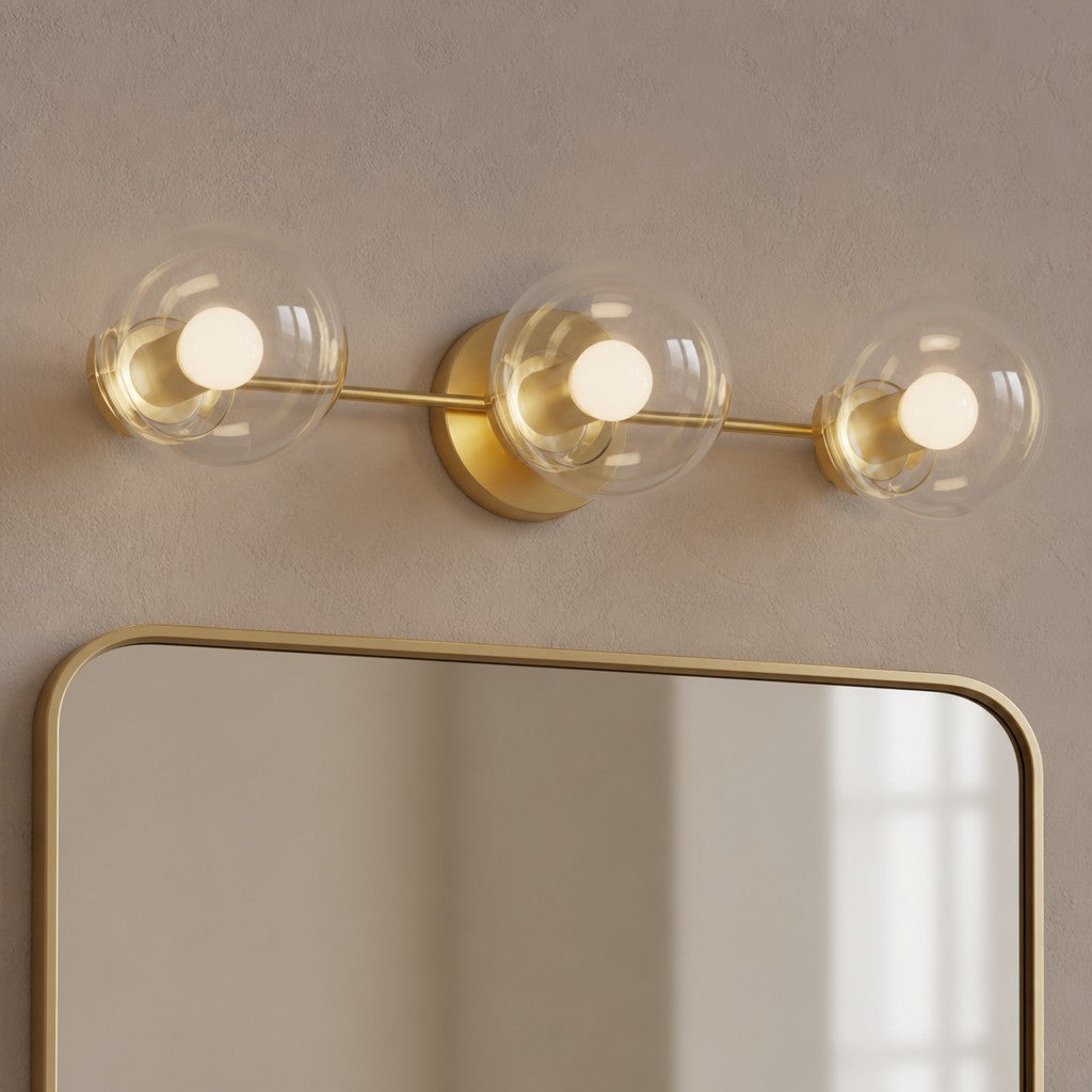 Wandlamp Modern met Drie Glazen Bollen en Metalen Frame